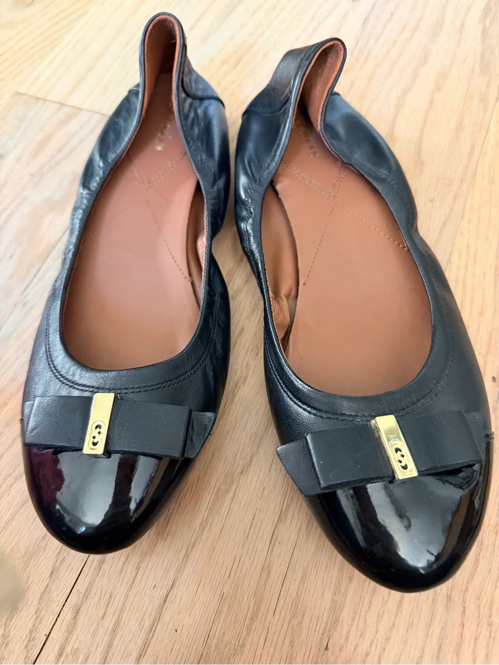 Cole Haan Elsie Bow Ballet Flats - Black Leather - Pristine Condition